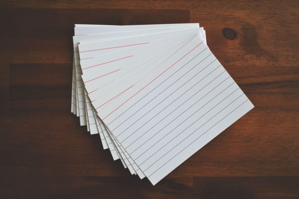 flashcards, either physical index cards